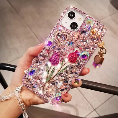 For Samsung Galaxy S23 S22 S21 S20 S10 Note20 Luxury Bling Flower Diamond Case • $20