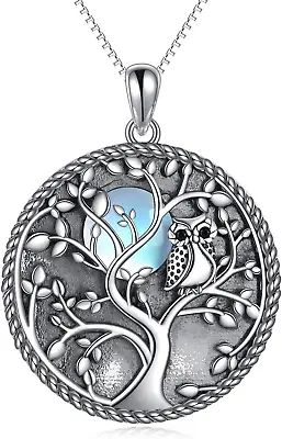 Sterling Silver Owl/Eagle Necklace For Women Moonstone Abalone Pendant Necklace  • £101.88