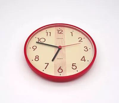 VERY RARE POSTMODERN VINTAGE 80s VINTAGE RED MEMPHIS AGE WALL CLOCK BY KIENZLE • $384.43