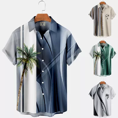 Mens Floral Hawaiian Shirts Short Sleeve Button Down Beach Summer Shirts • $20.94