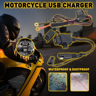 Motorcycle USB Charger Waterproof SAE To USB Adapter Cable Socket Battery Tender • $14.24