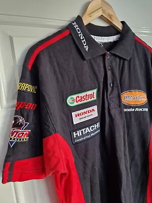 Vintage Honda Racing Shirt HM Plant Snap - On Castrol Large • £29.50