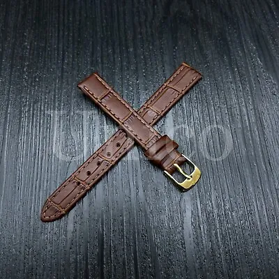 13 MM Brown Genuine Leather Strap Band Soft Vintage Replacement Gold Buckle • $10.99