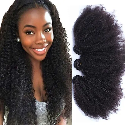 Mongolian Kinky Curly Hair Weft 3Bundles Virgin Afro Human Hair Extension Weaves • $54.06