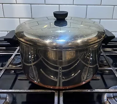 Revere Ware 6 Qt Quart Stock Pot Dutch Oven W/Lid Copper Bottom Clinton ILL 85 • $39.99