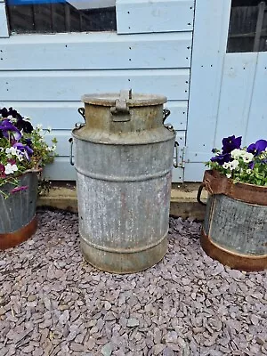 Vintage Large Rustic Galvanised French Milk Churn Garden Planter Wedding Prop • £80