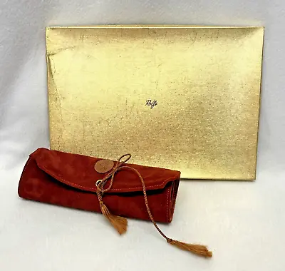 Vintage Terracotta Rolfs Leather Travel Jewelry Roll Bag In Original Box • $18