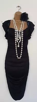£15.99 • Buy New Vintage Style 1920's Charleston Flapper Gatsby Black Dress Size 10 Party