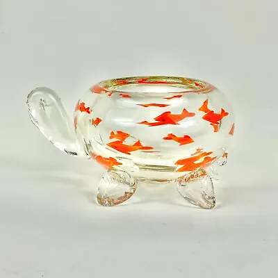 Vintage Handblown Murano Glass Turtle Bowl With Goldfish • $795