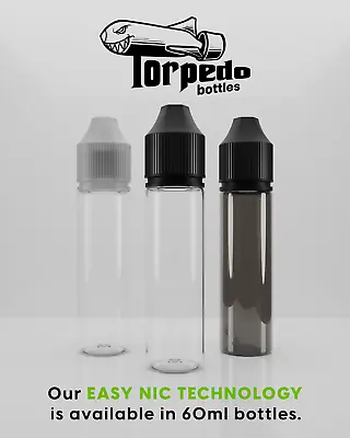 Torpedo 60ml Refillable Empty PET Bottle Container For Liquid Oil Tamper Evident • £234.99