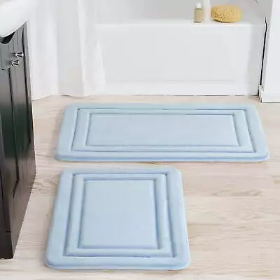 2 Piece Blue Memory Foam Bath Rug Set Available In Multiple Colors • $16.79