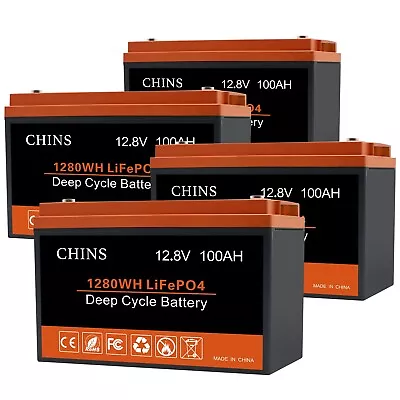 4 Pack 12V 100Ah LiFePO4 Battery Perfect For 48V Golf Cart Houseboat Etc • $1050