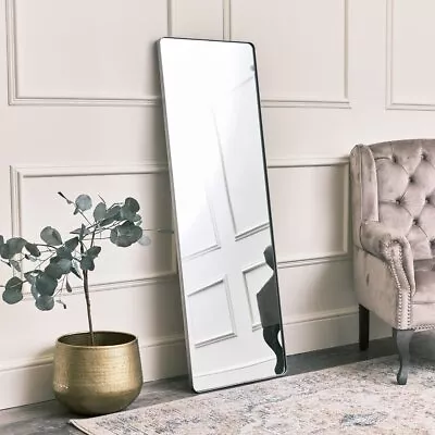 Tall Silver Thin Framed Wall / Leaner Mirror 47cm X 142cm Modern Minimalist • £97.95