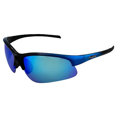 Maxx Domain Sport Golf Sunglasses Black And Blue With Polarized Blue Mirror Lens • $22.50