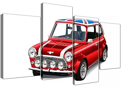 Large Mini Cooper Union Jack Canvas Split 4 Piece - 4277 • £54.39