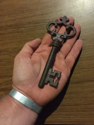 Victorian Master Door Cast Iron Skeleton Key HUGE Cathedral Patina Collector WOW • $13.96