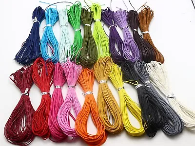 200 Meters Mixed Color Waxed Cotton Beading Cord 1mm For Bracelet 20 COLOUR • £8.39