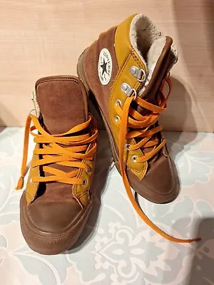 Converse Tan Suede Hi Tops Faux Fur Lined Size 5 Good Used Condition  • £28.50