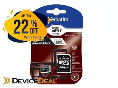 Verbatim Micro SDHC 16GB (Class 10) With Adaptor Up To 45MB/Sec 300X Read Speed • $22.40