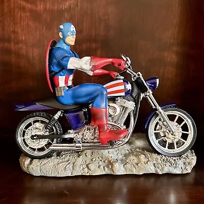 BRADFORD EXCHANGE MARVEL 1/7th Scale CAPTAIN AMERICA On Motorcycle Lights Up • $89.99