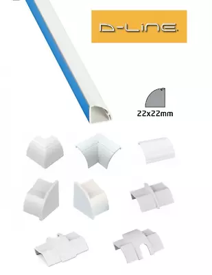 D-Line 22mm X 22mm White Quadrant Trunking PVC Cable Management Hide Cover • £32.99