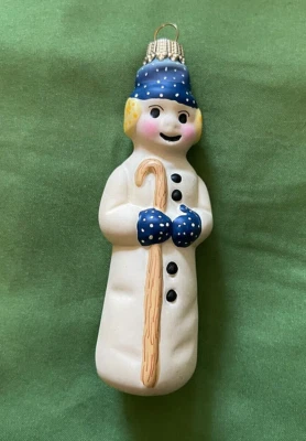 $26 • Buy Vaillancourt Folk Art SNOWMAN W/ EARMUFFS German Glass Ornament