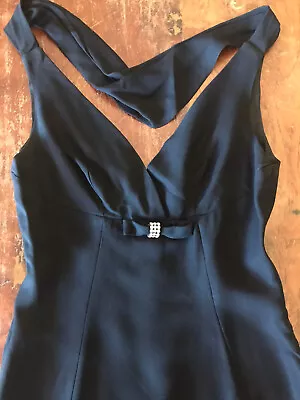 Vtg 60s Black Cocktail Wiggle Dress Rhinestone Bow Neck Scarf • $36