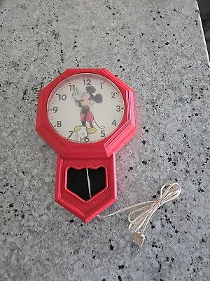 Vintage Disney Mickey Mouse School House Red Wall Clock Welby By Elgin **PARTS** • $14.99