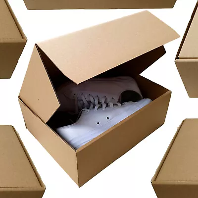 Folding Lid Brown Cardboard Postal Small Parcel Boxes Shoe Box 300 X 230 X 110mm • £12.98