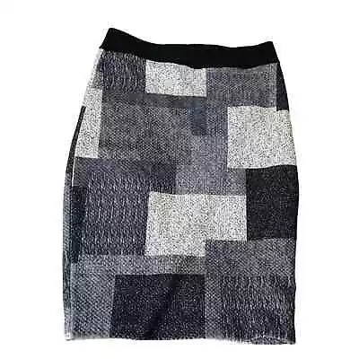 Margaret O'Leary Pencil Skirt Small Black Gray Patchwork Look Straight Pull On • $23.99