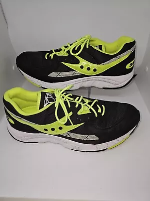 Saucony Originals AYA Black Lime Green Mens Size 12 Running Shoes S70460-3 EUC • $40