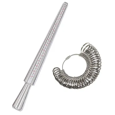 Silver Ring Sizer Finger Sizing Measuring Stick Metal Ring Mandrel US Size 1-15 • $8.99
