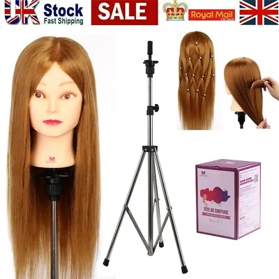 £15.99 • Buy 22  Training Head 70% Real Hair Styling Long Hairdressing Mannequin Doll Clamp