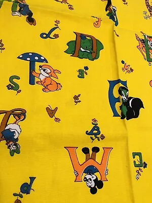 Vtg Walt Disney Productions Canvas Fabric Goofy Mushrooms Letters Hippo Minnie • $14