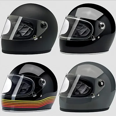 Biltwell Gringo S Full Face Motorcycle Helmet Vintage Style Cafe Racer W/ Shield • $134.61