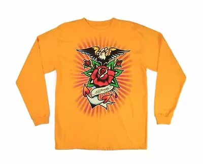 Ed Hardy Boys Girls Eagle Rose Screenprinted L/s Crew Neck T-shirt Yellow Medium • $11.99