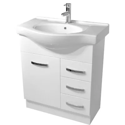 Fienza Antonio Solid Door 750 Bathroom Vanity Cabinet White 75EKWR • $503