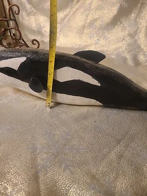 Vintage Carved Sculpture Wood Painted Killer Whale 16-1/2 Inches Long Folk Art • $85