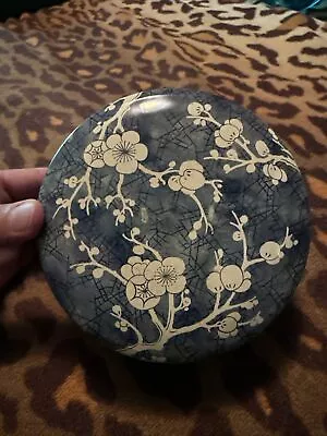 Vintage Daher Floral Tin Blue Round Flower Metal Bowl England Metalware • $3.99