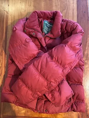 Eddie Bauer M Red Goose Down Puffer Puffy Jacket Coat Women's Size Medium • $34.99