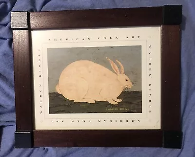 $21.95 • Buy Warren Kimble Rabbit Bunny Americana Folk Art Print  Wood Framed 10 X 12 Vintage