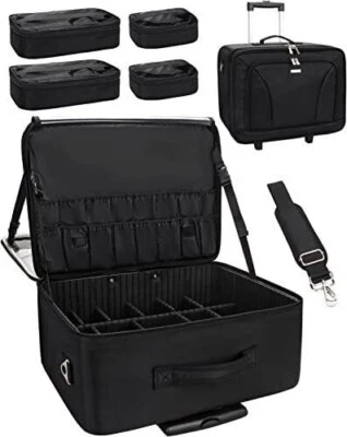 $169.99 • Buy Relavel 17.7  Rolling Makeup Case Professional Makeup Artist Train Case Trolley