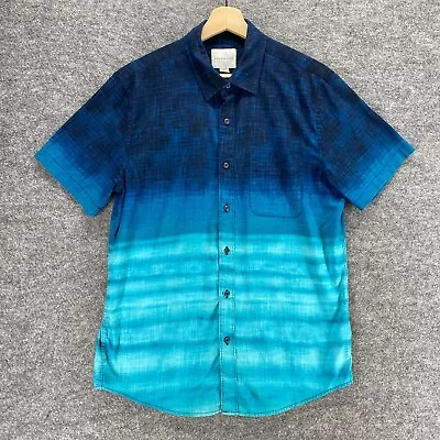 American Eagle Shirt Men M Medium Blue Ombre Short Sleeve Button Up Cotton • $14.39