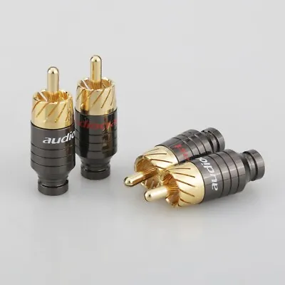 4pcs Copper RCA Plug Gold Plated HIFI Audio Video Adapter Cable Male Connector • $10.81
