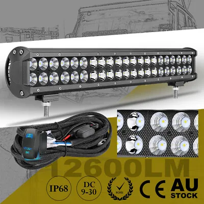 20  LED Work Light Bar Flood Spot Combo 4WD + Rocker Switch Wiring Harness Kit  • $62.99