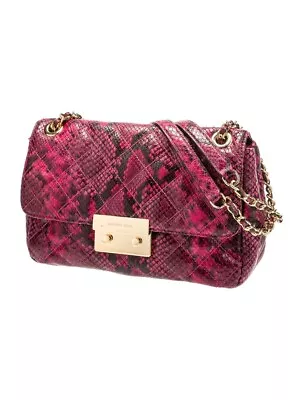 MICHAEL Michael Kors Sloan Large Chain Shoulder Bag Fuchsia Snake Print New  • $149