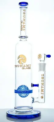 Tsunami 16″ UFO Perc Glass Water Pipe Bong - Blue • $99.99