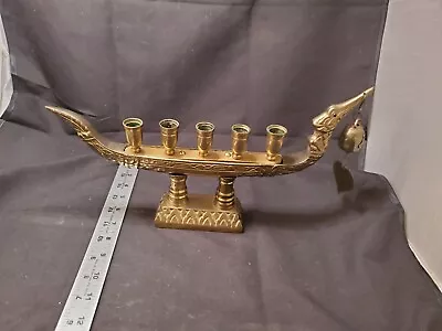 $60 • Buy Antique Supannahong Sami Dragon Gondola Boat Candle Holder Brass 