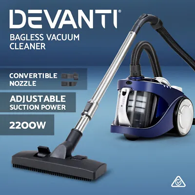 Devanti Bagless Vacuum Cleaner Cyclone Cyclonic Car Vac Home Office 2200W Blue • $105.95