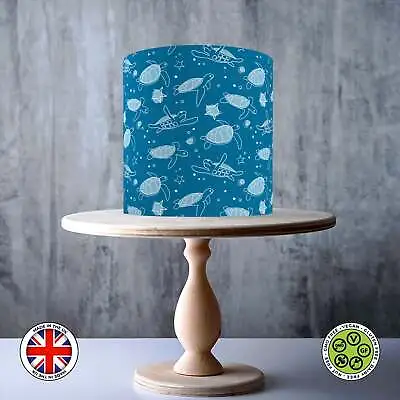 £5.49 • Buy Turtles Underwater Seamless Pattern Wrap Around Edible Cake Topper ICING / WAFER